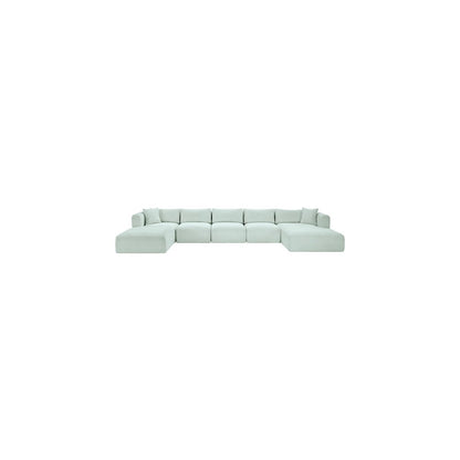 Shaggy Mint Corduroy Performance Fabric Modular Sectional
