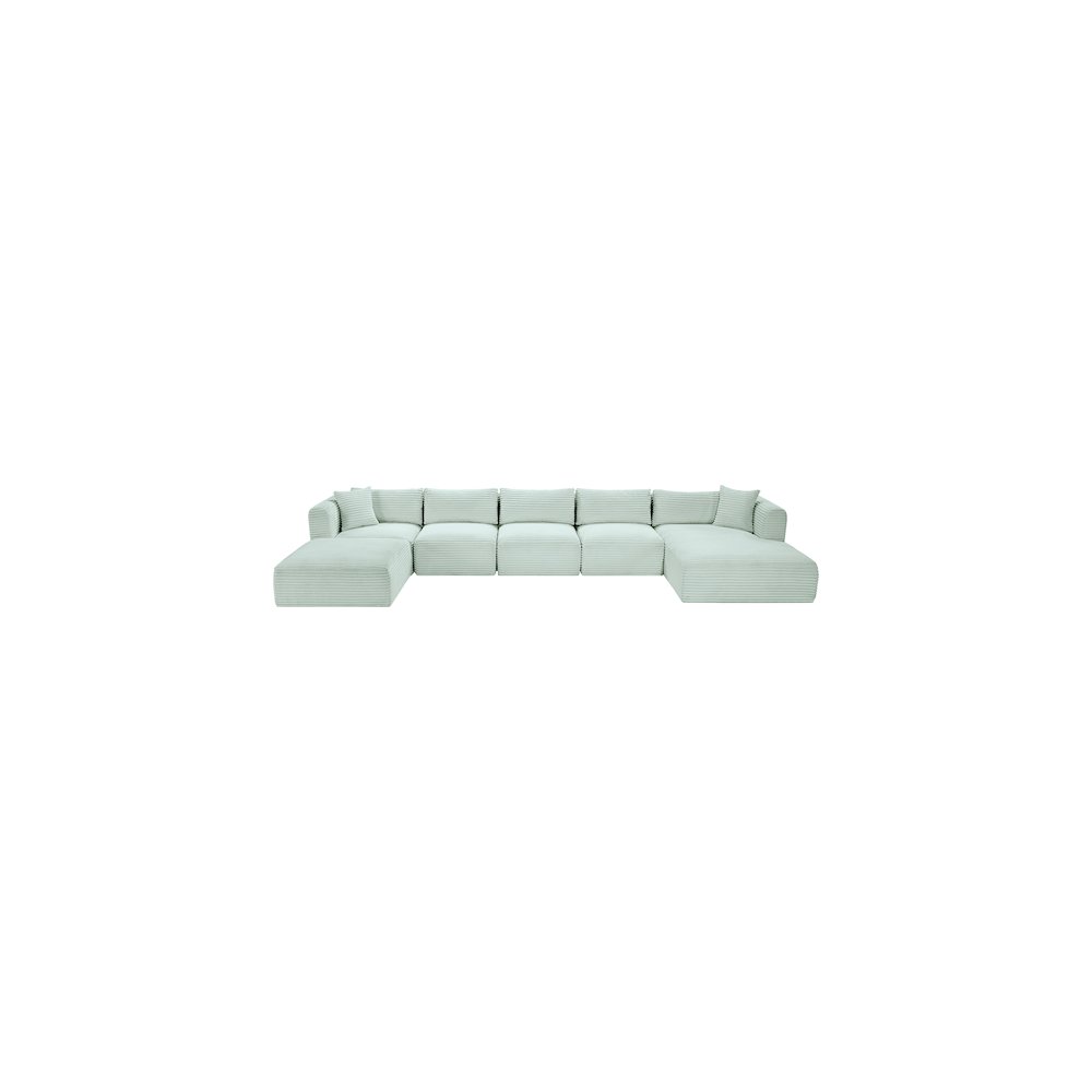 Shaggy Mint Corduroy Performance Fabric Modular Sectional