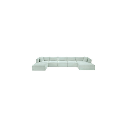 Shaggy Mint Corduroy Performance Fabric Modular Sectional