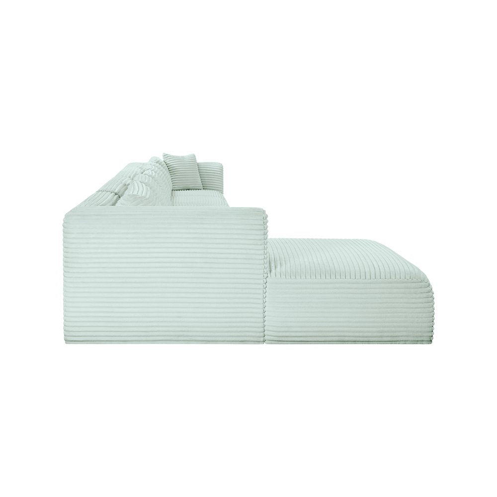 Shaggy Mint Corduroy Performance Fabric Modular Sectional
