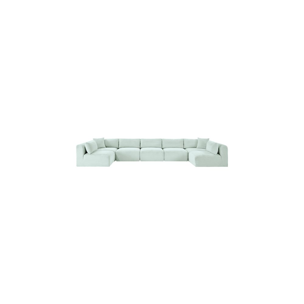 Shaggy Mint Corduroy Performance Fabric Modular Sectional
