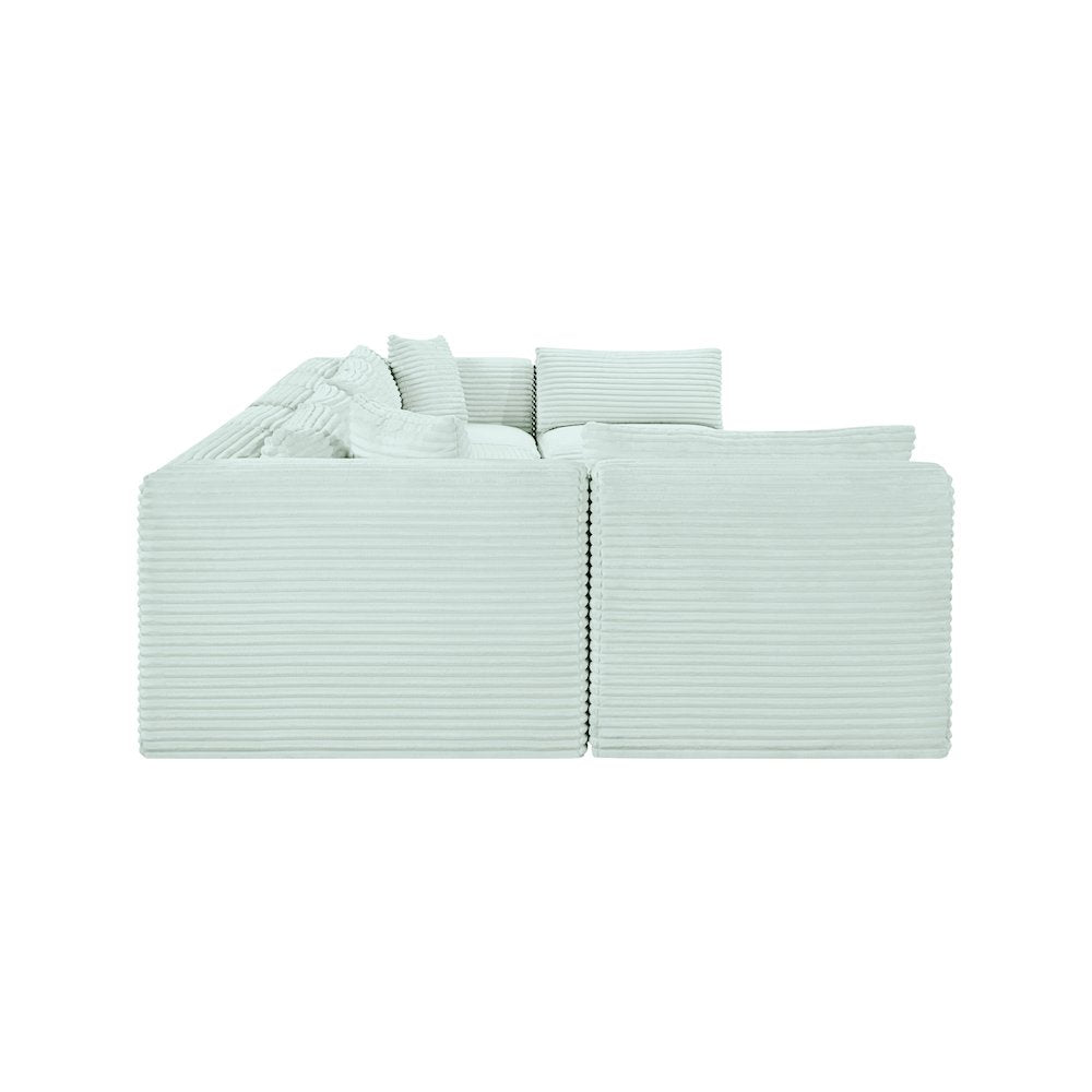 Shaggy Mint Corduroy Performance Fabric Modular Sectional