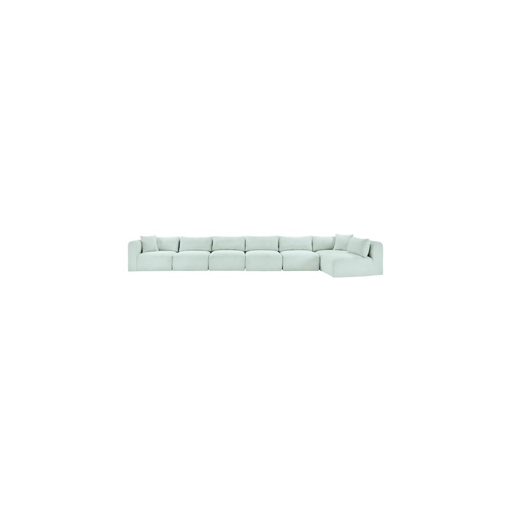 Shaggy Mint Corduroy Performance Fabric Modular Sectional