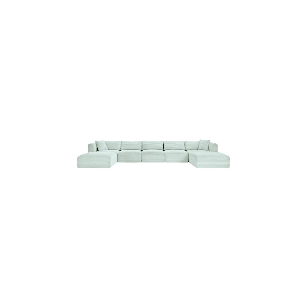 Shaggy Mint Corduroy Performance Fabric Modular Sectional