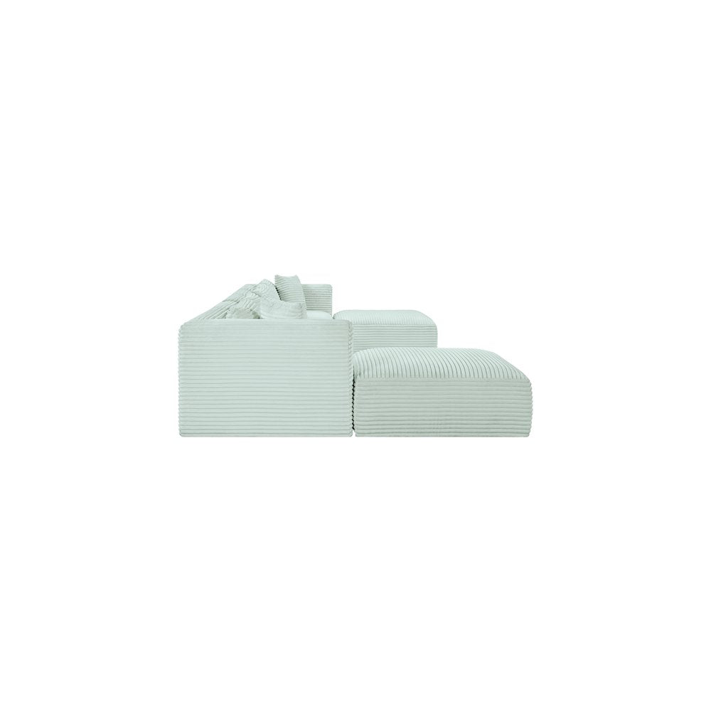 Shaggy Mint Corduroy Performance Fabric Modular Sectional