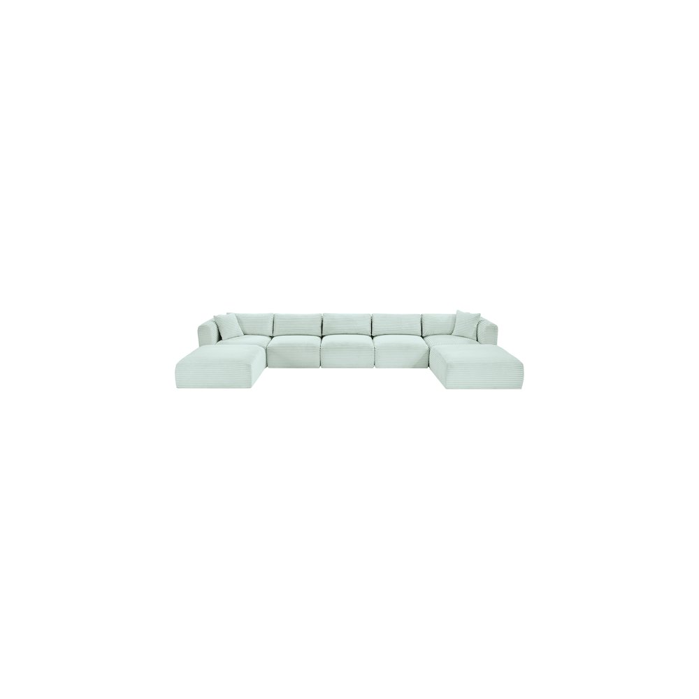 Shaggy Mint Corduroy Performance Fabric Modular Sectional