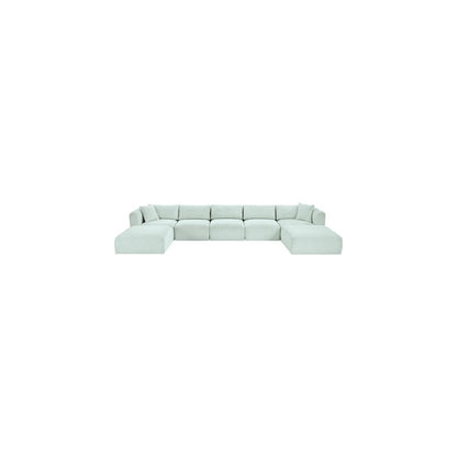 Shaggy Mint Corduroy Performance Fabric Modular Sectional