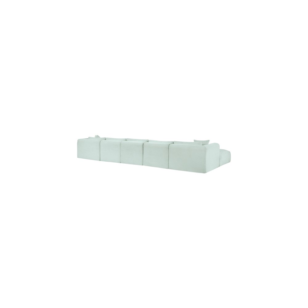 Shaggy Mint Corduroy Performance Fabric Modular Sectional