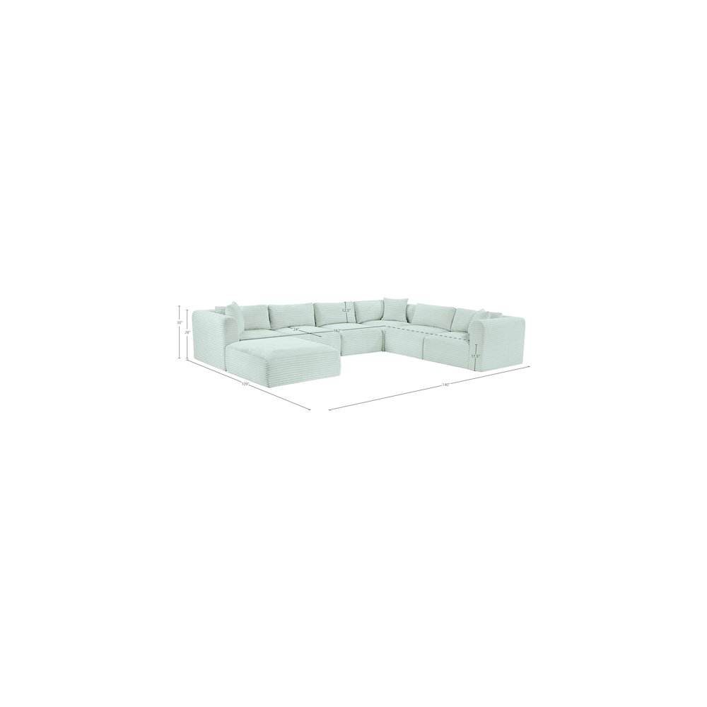 Shaggy Mint Corduroy Performance Fabric Modular Sectional