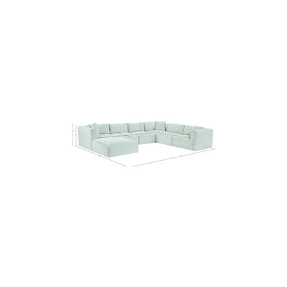 Shaggy Mint Corduroy Performance Fabric Modular Sectional