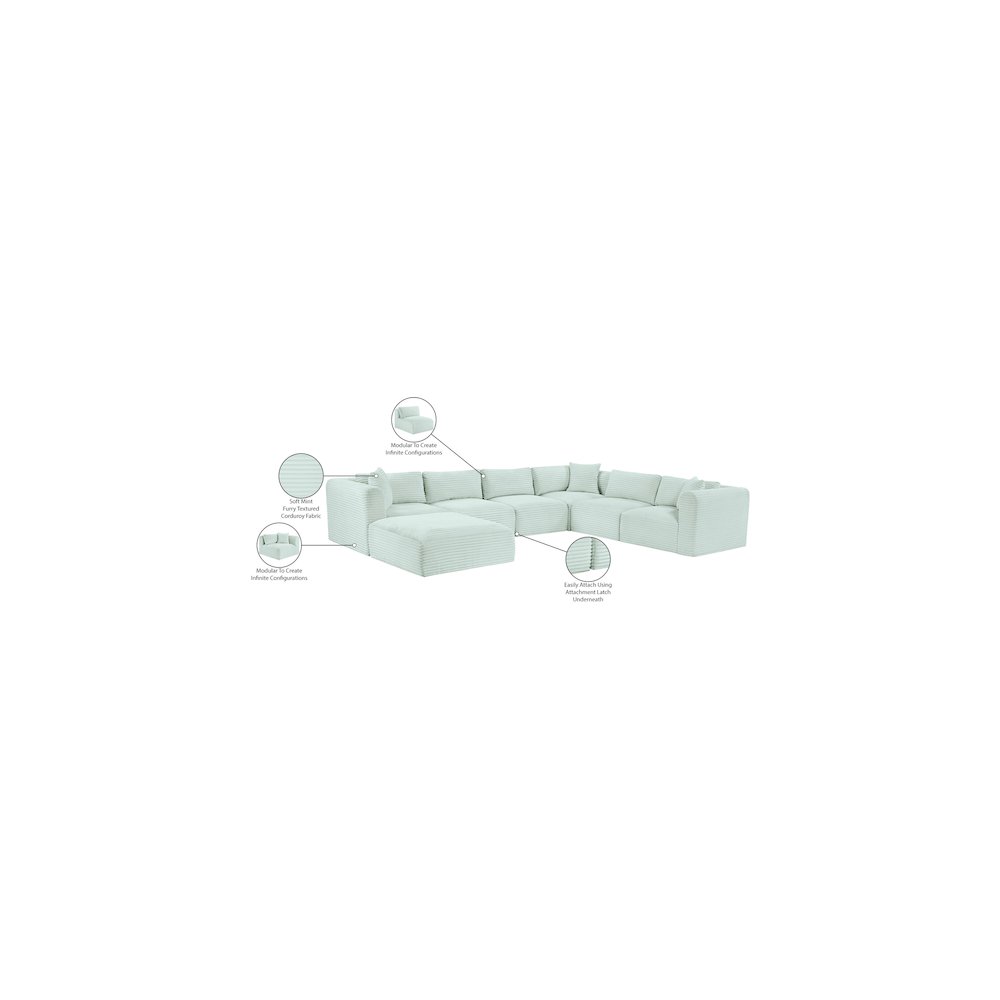 Shaggy Mint Corduroy Performance Fabric Modular Sectional
