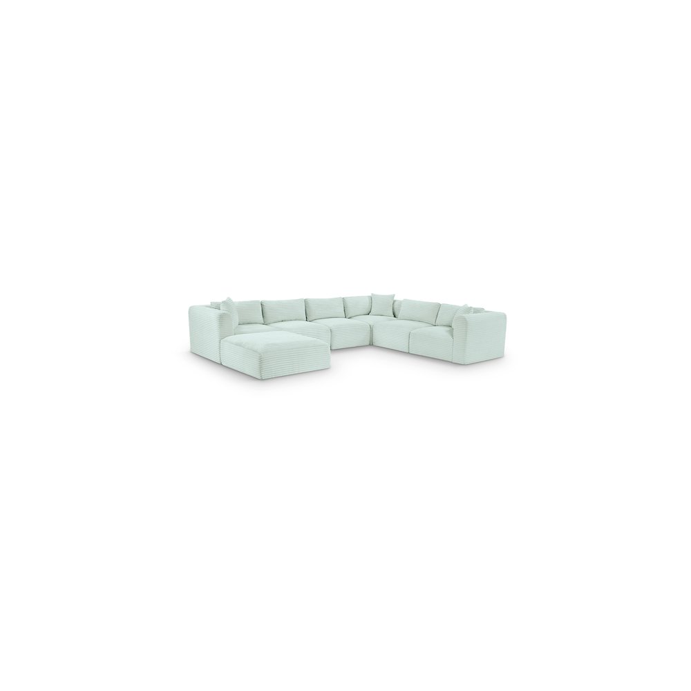 Shaggy Mint Corduroy Performance Fabric Modular Sectional