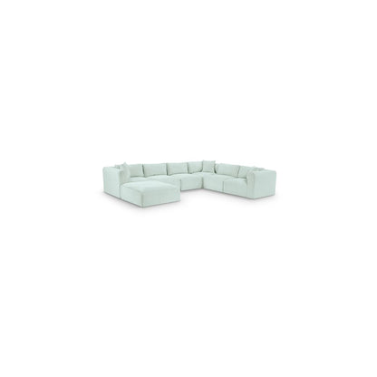 Shaggy Mint Corduroy Performance Fabric Modular Sectional