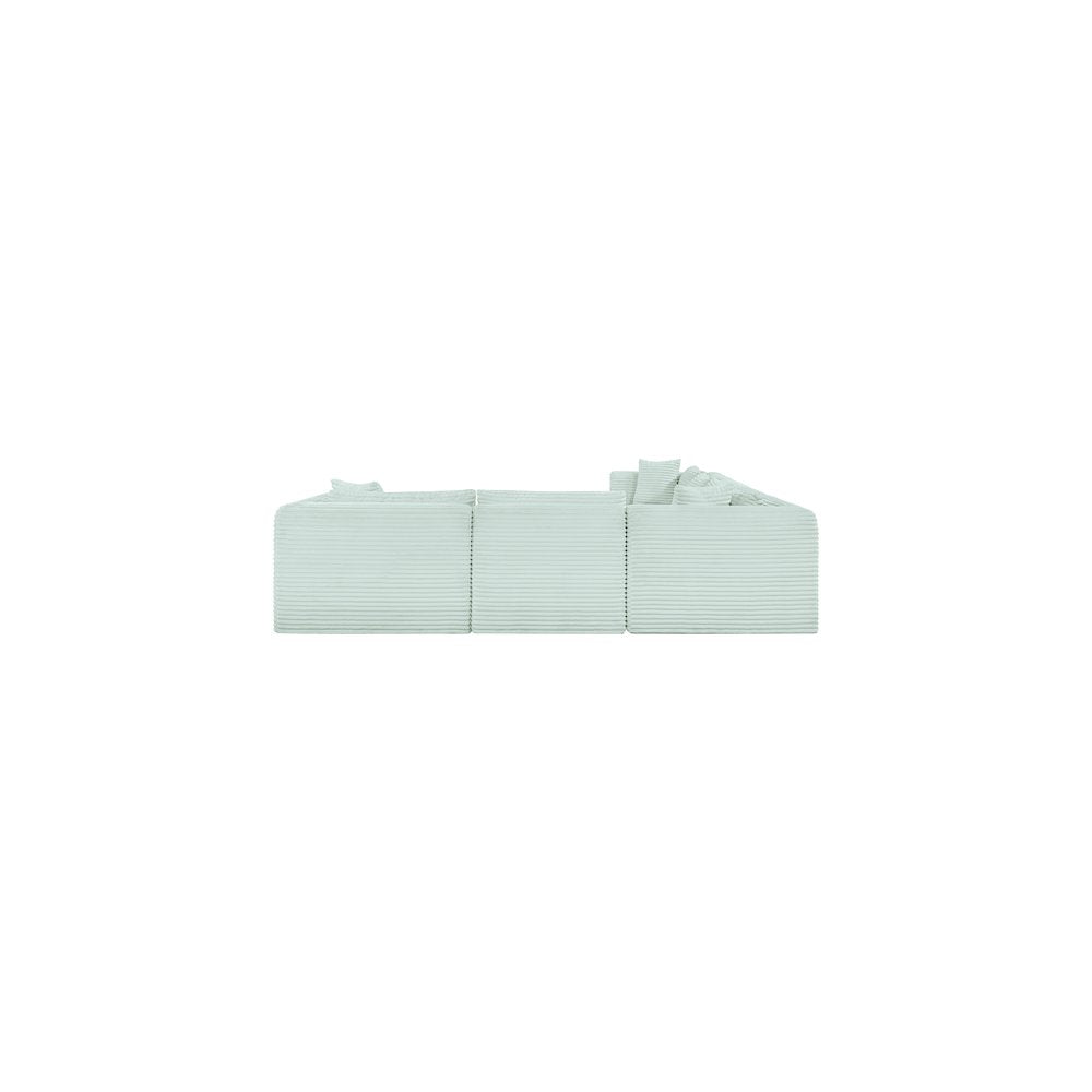Shaggy Mint Corduroy Performance Fabric Modular Sectional