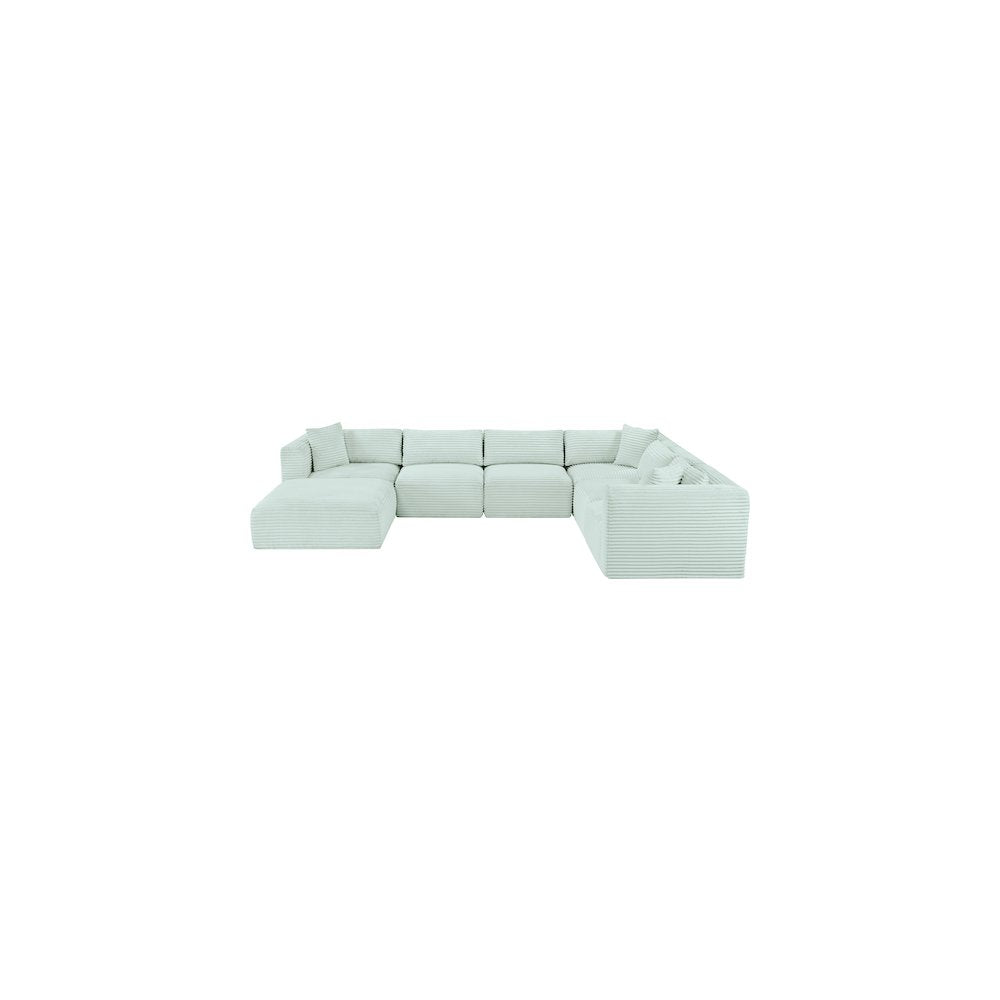 Shaggy Mint Corduroy Performance Fabric Modular Sectional