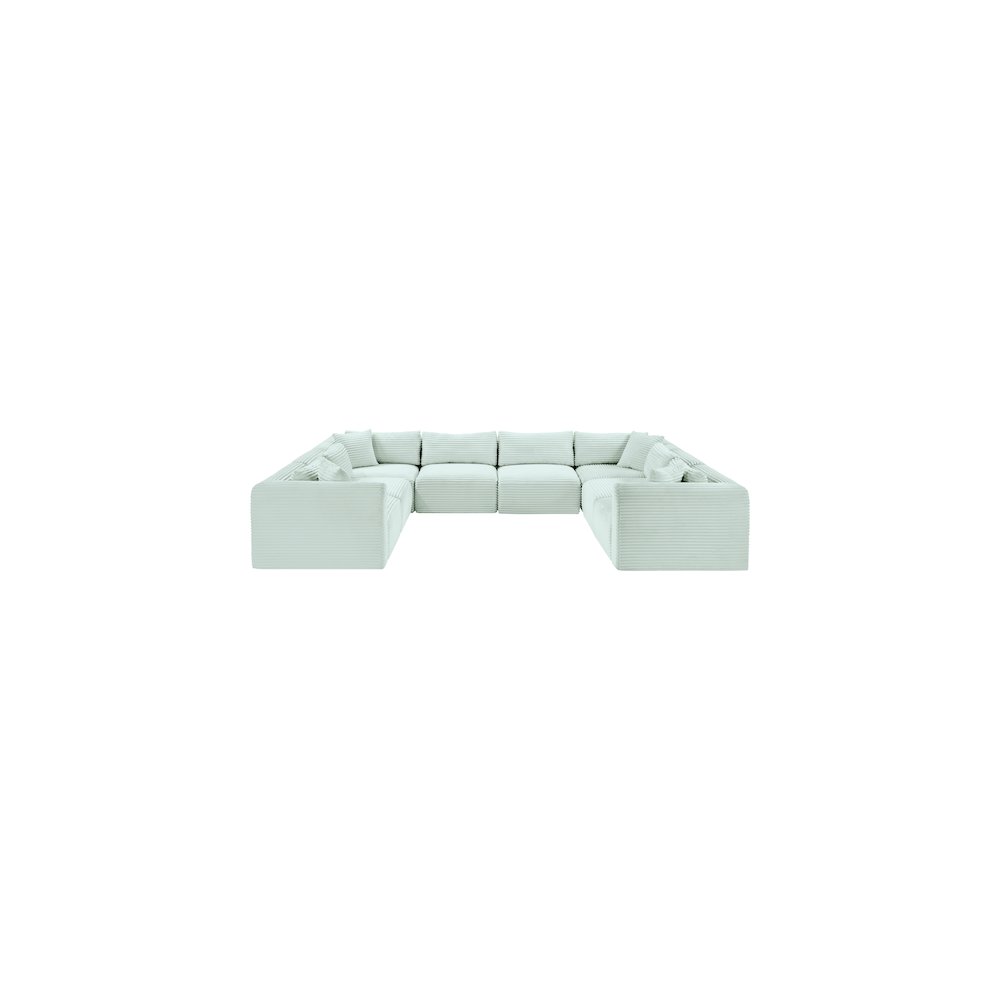 Shaggy Mint Corduroy Performance Fabric Modular Sectional