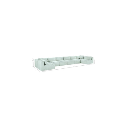 Shaggy Mint Corduroy Performance Fabric Modular Sectional