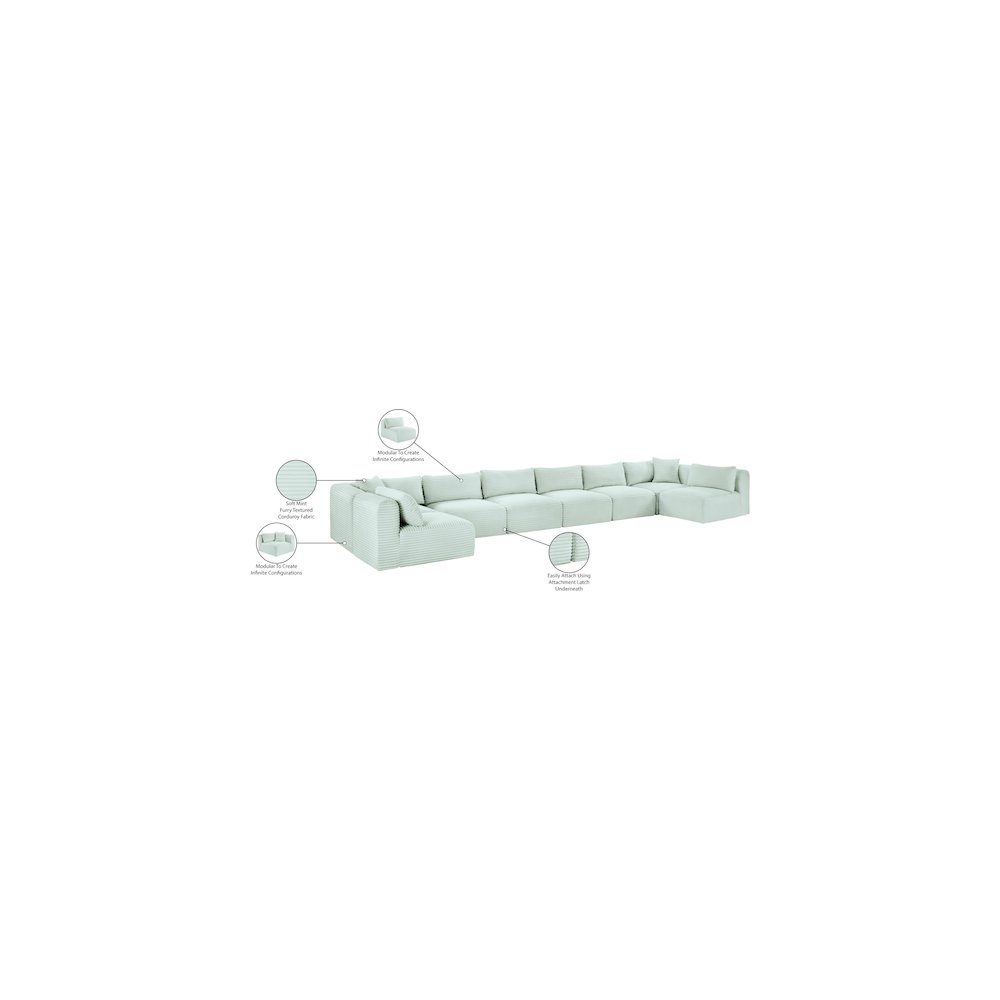 Shaggy Mint Corduroy Performance Fabric Modular Sectional