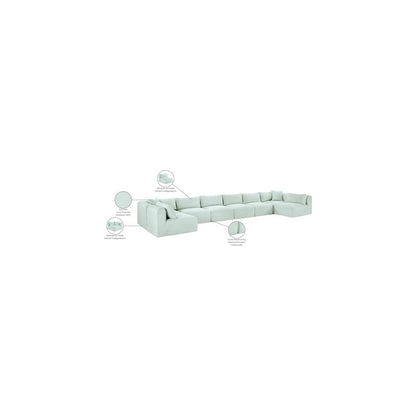 Shaggy Mint Corduroy Performance Fabric Modular Sectional