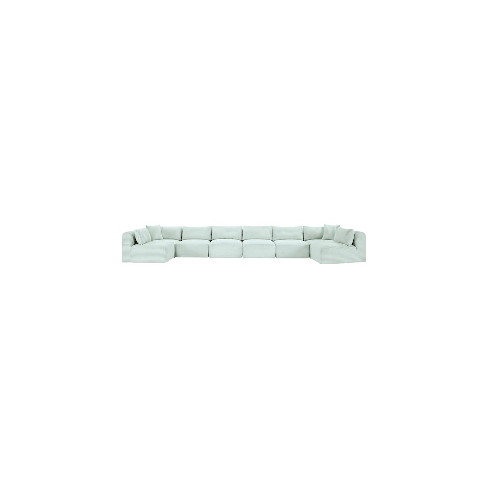 Shaggy Mint Corduroy Performance Fabric Modular Sectional