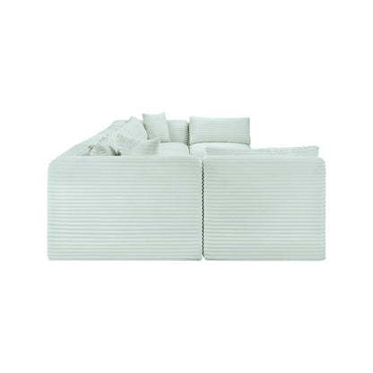 Shaggy Mint Corduroy Performance Fabric Modular Sectional