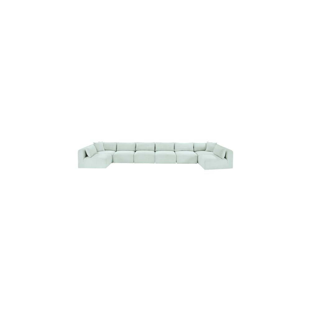 Shaggy Mint Corduroy Performance Fabric Modular Sectional