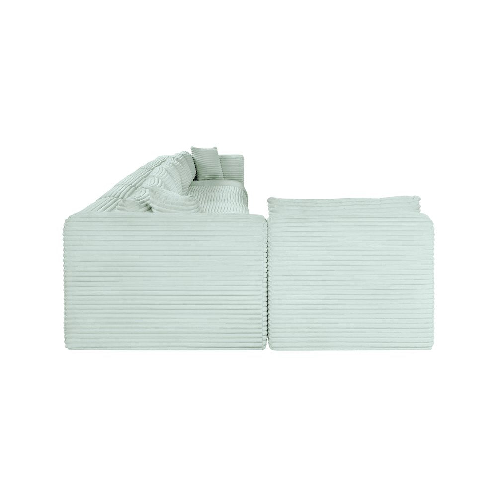 Shaggy Mint Corduroy Performance Fabric Modular Sectional
