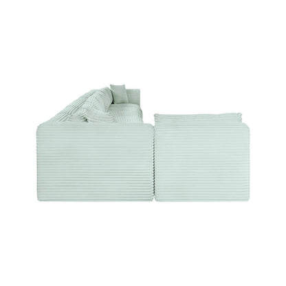 Shaggy Mint Corduroy Performance Fabric Modular Sectional