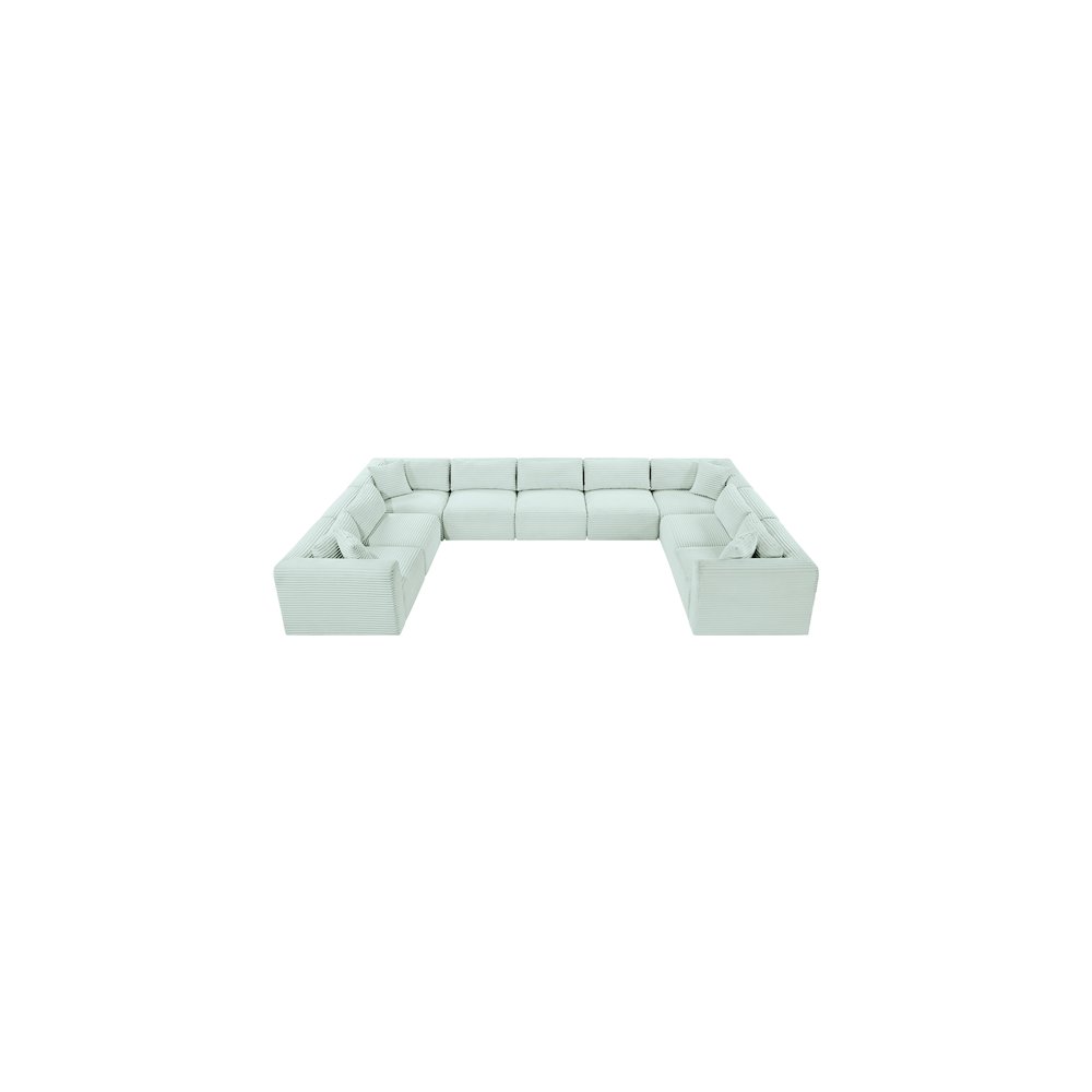 Shaggy Mint Corduroy Performance Fabric Modular Sectional