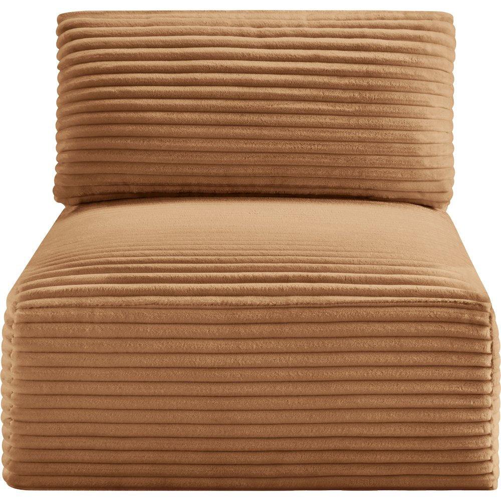 Shaggy Saddle Corduroy Performance Fabric Armless Chair