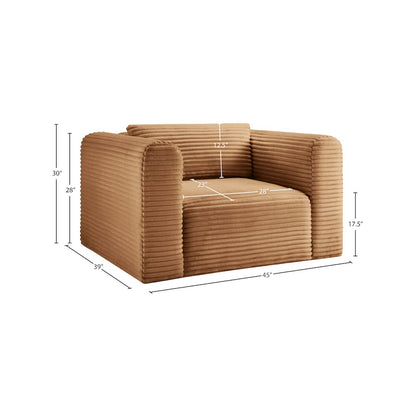 Shaggy Saddle Corduroy Performance Fabric Arm Chair