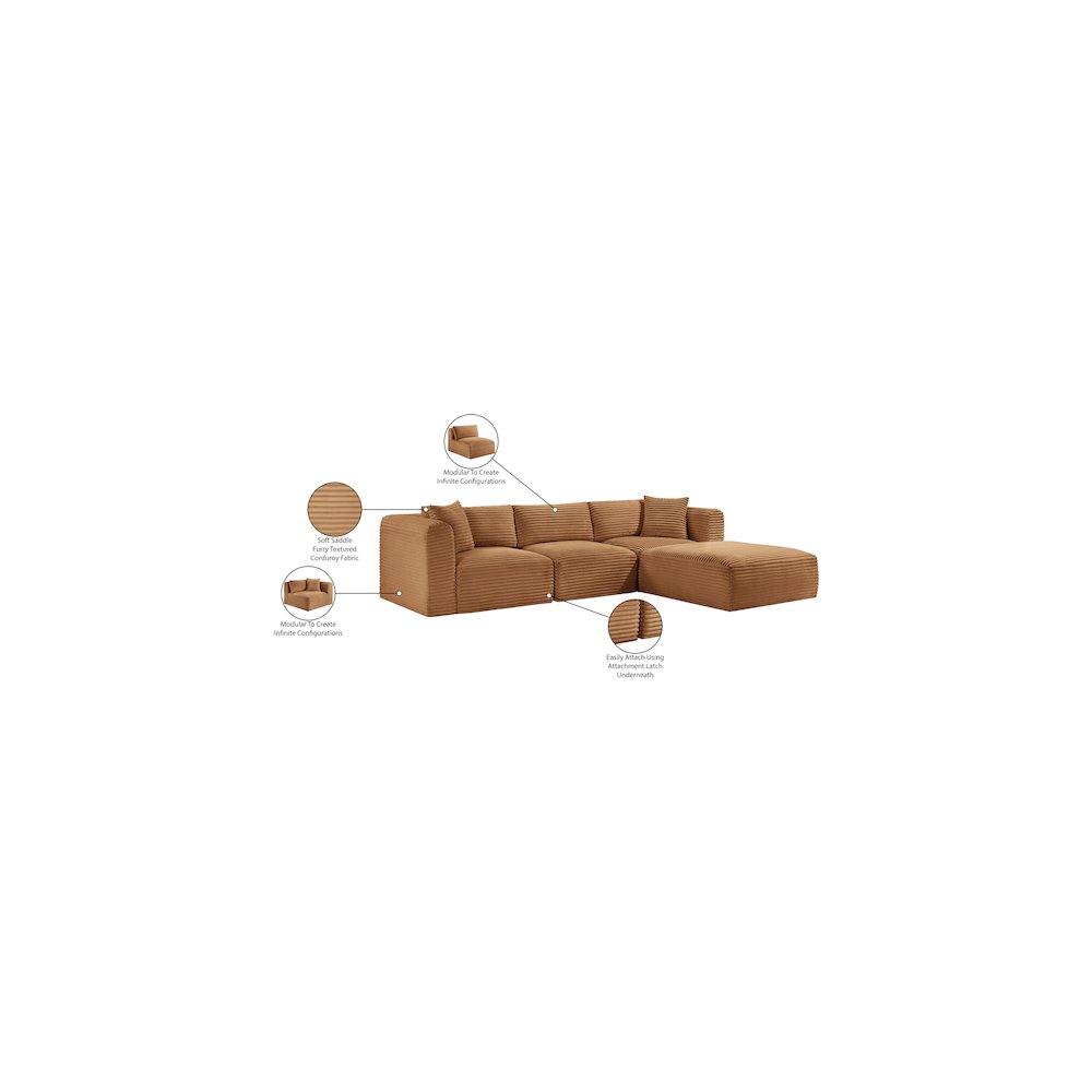 Shaggy Saddle Corduroy Performance Fabric Modular Sectional