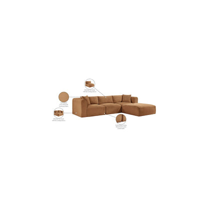 Shaggy Saddle Corduroy Performance Fabric Modular Sectional