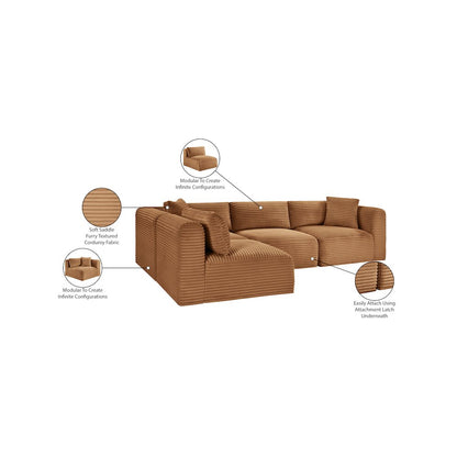 Shaggy Saddle Corduroy Performance Fabric Modular Sectional