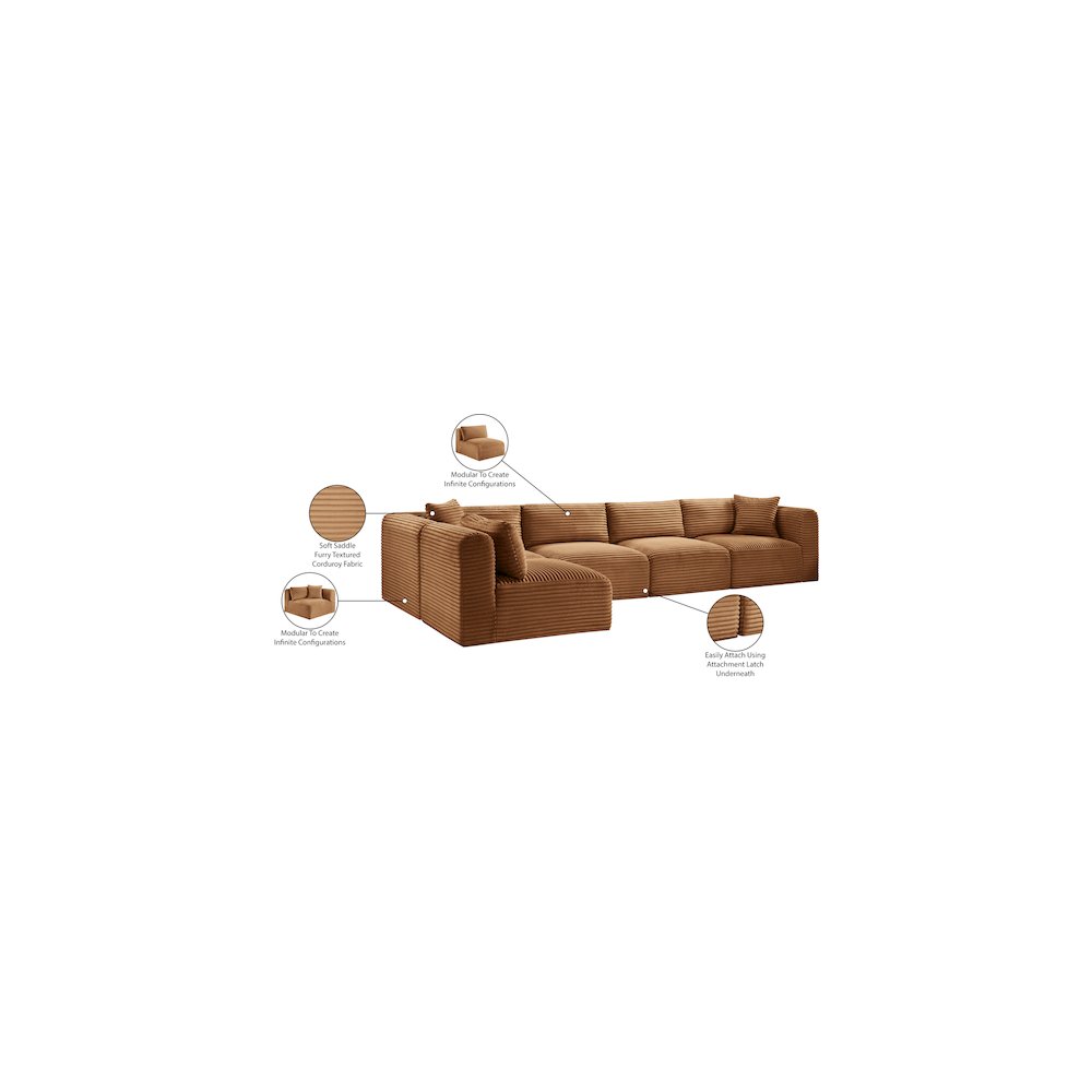 Shaggy Saddle Corduroy Performance Fabric Modular Sectional
