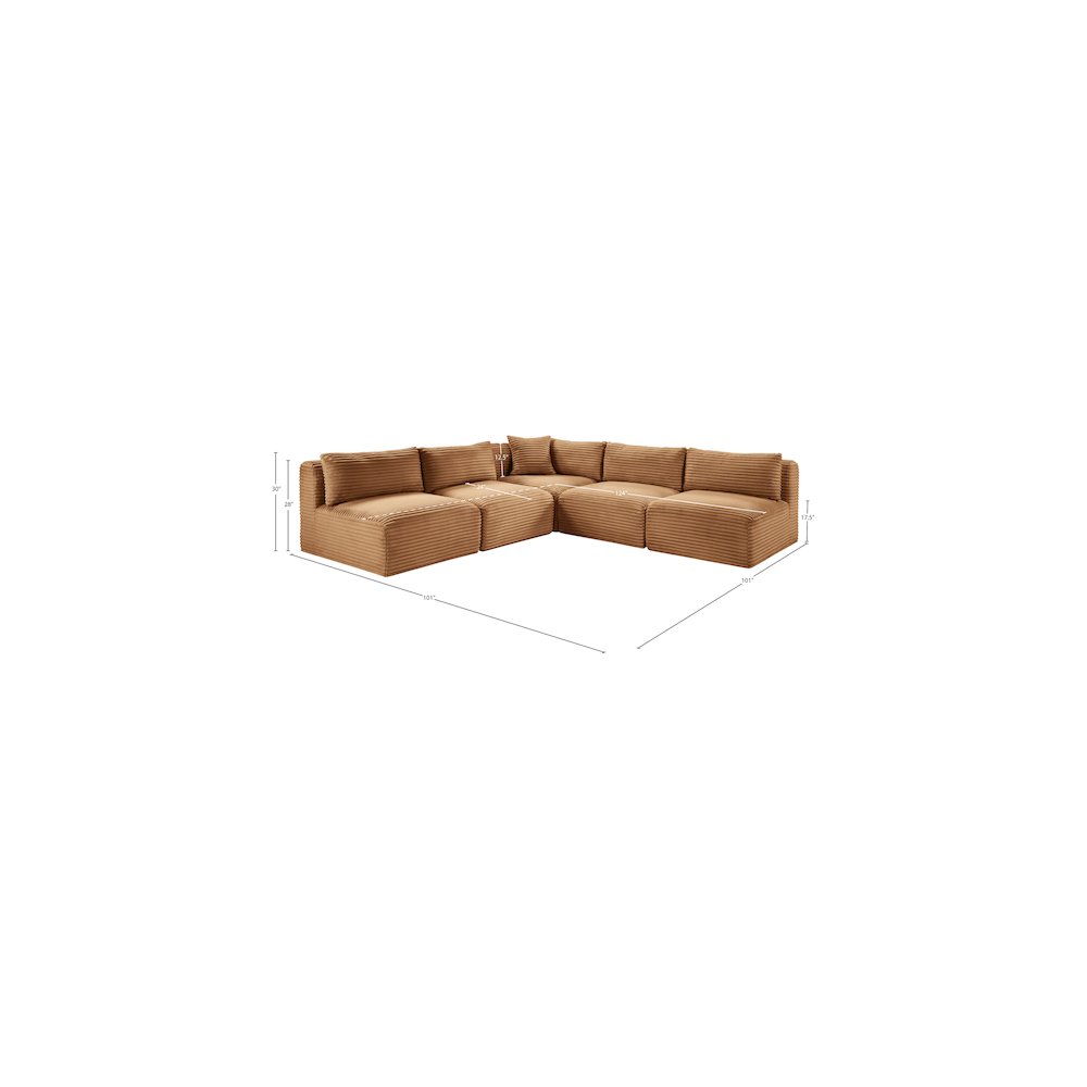 Shaggy Saddle Corduroy Performance Fabric Modular Sectional