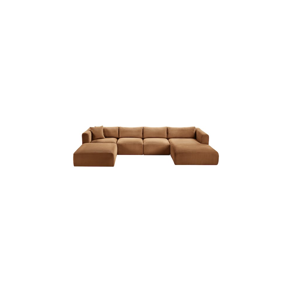 Shaggy Saddle Corduroy Performance Fabric Modular Sectional