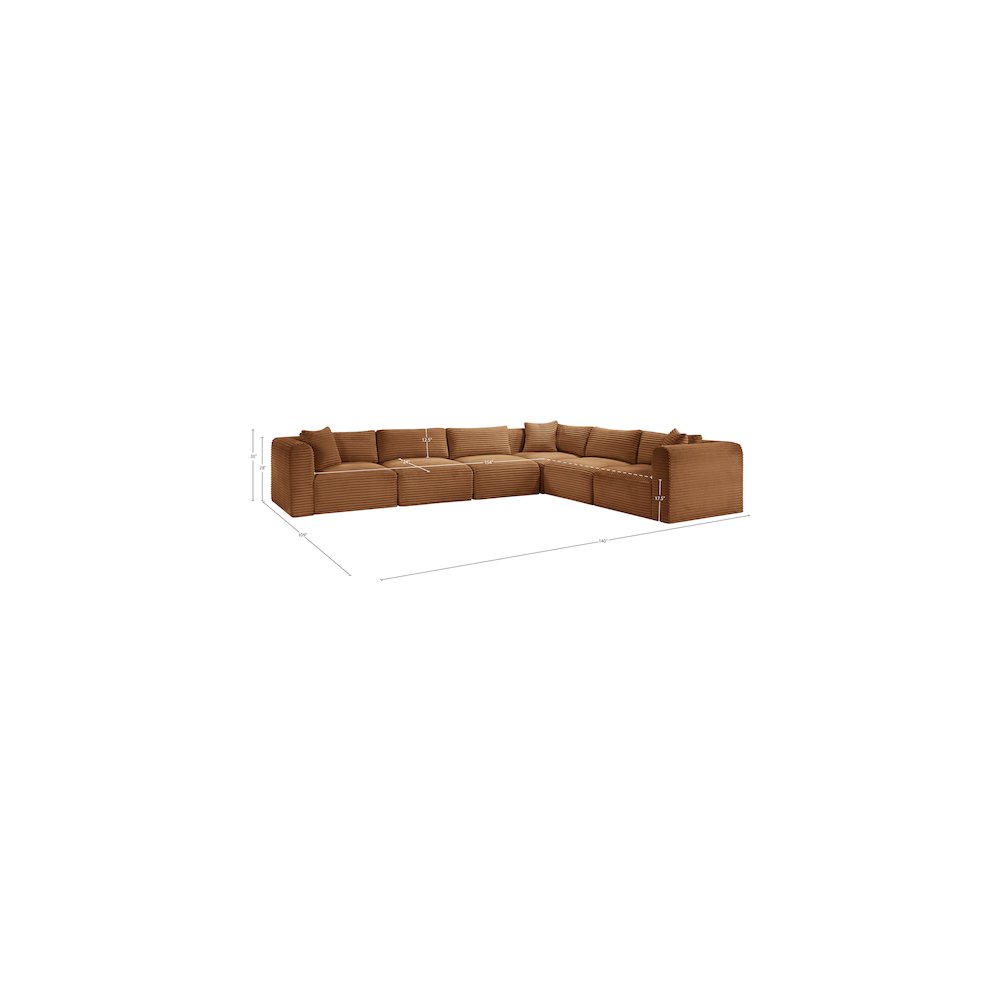 Shaggy Saddle Corduroy Performance Fabric Modular Sectional