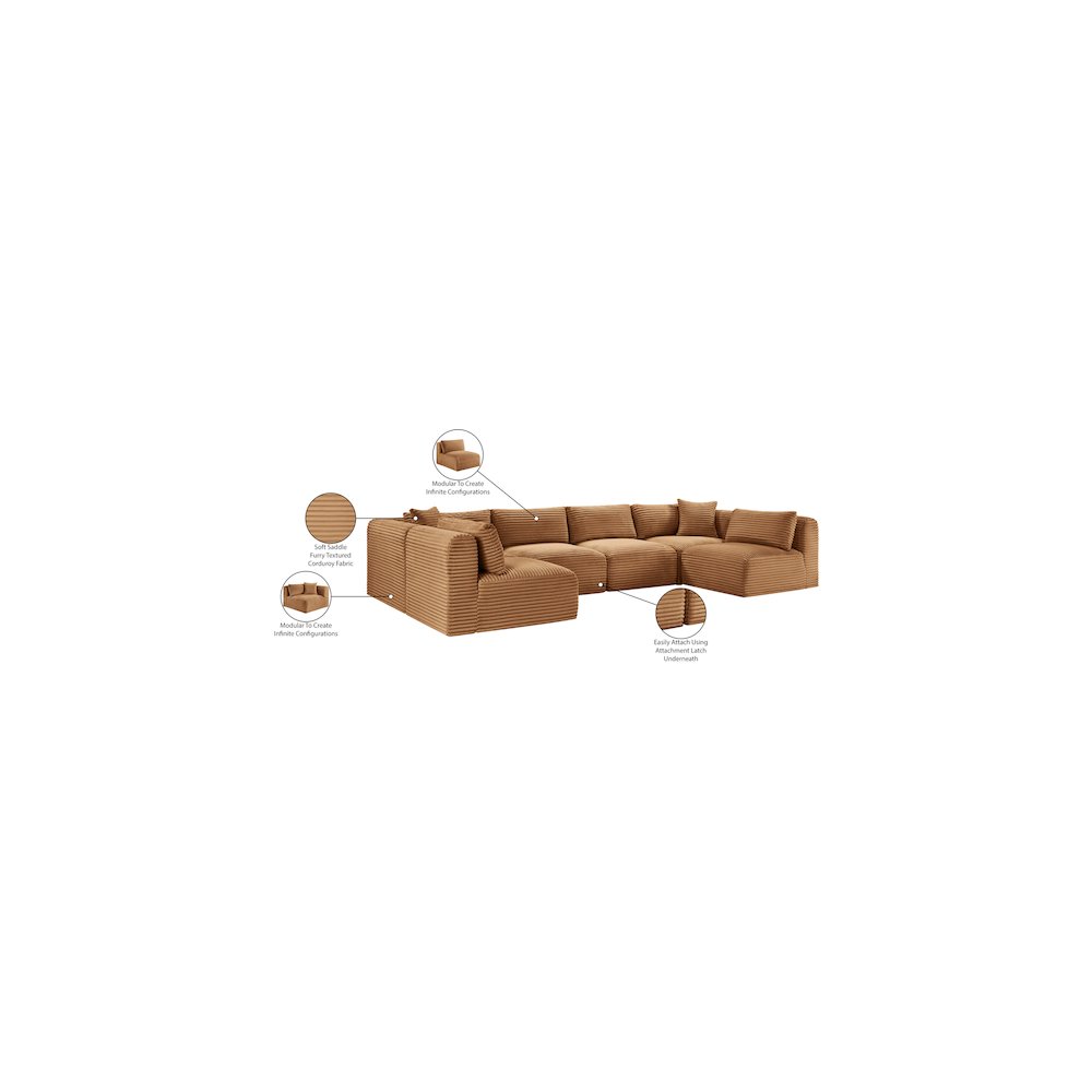 Shaggy Saddle Corduroy Performance Fabric Modular Sectional