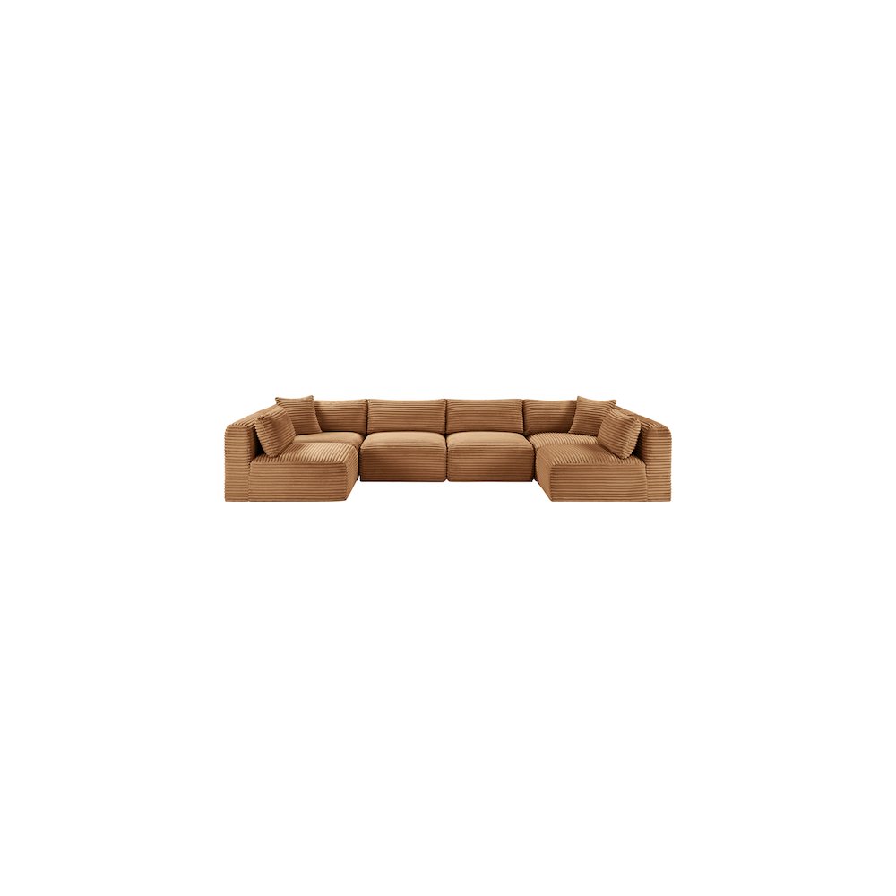 Shaggy Saddle Corduroy Performance Fabric Modular Sectional