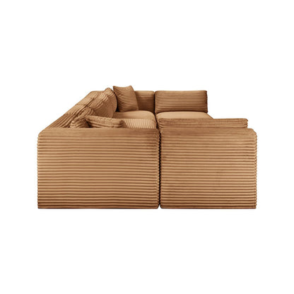 Shaggy Saddle Corduroy Performance Fabric Modular Sectional