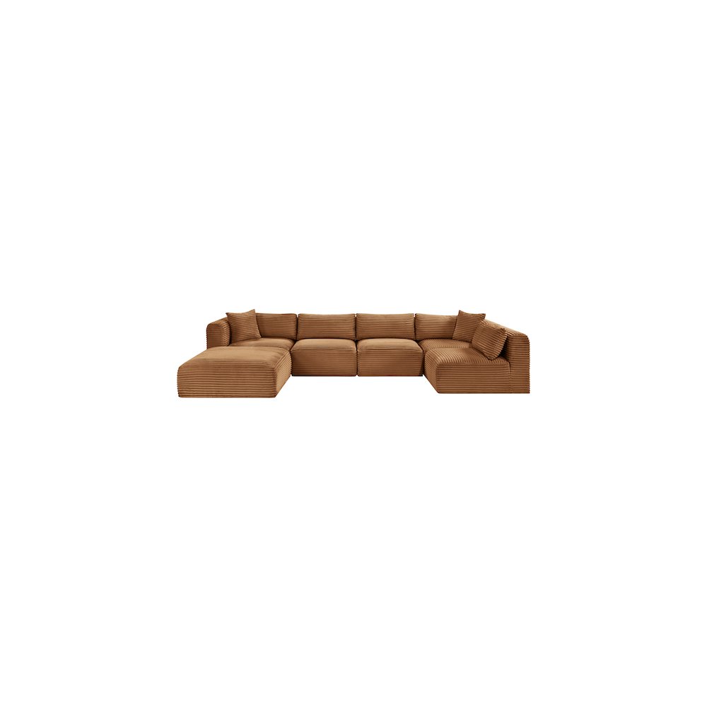 Shaggy Saddle Corduroy Performance Fabric Modular Sectional