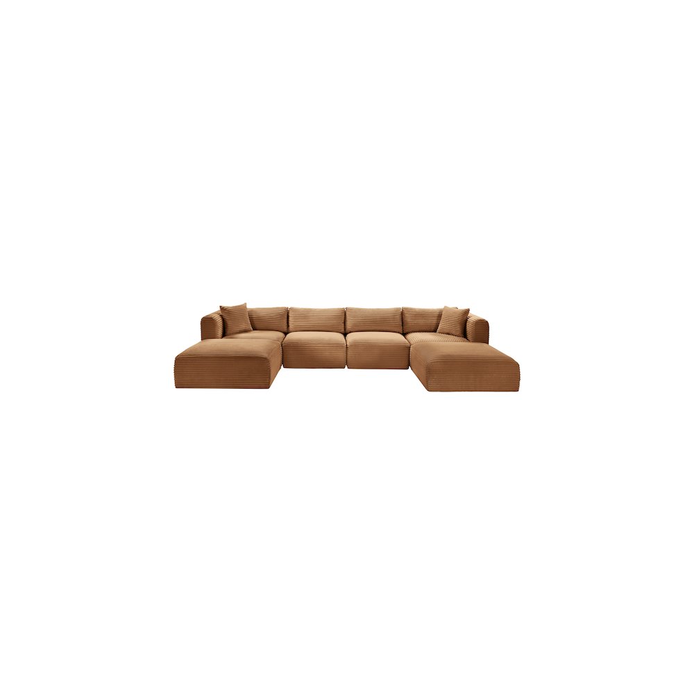 Shaggy Saddle Corduroy Performance Fabric Modular Sectional