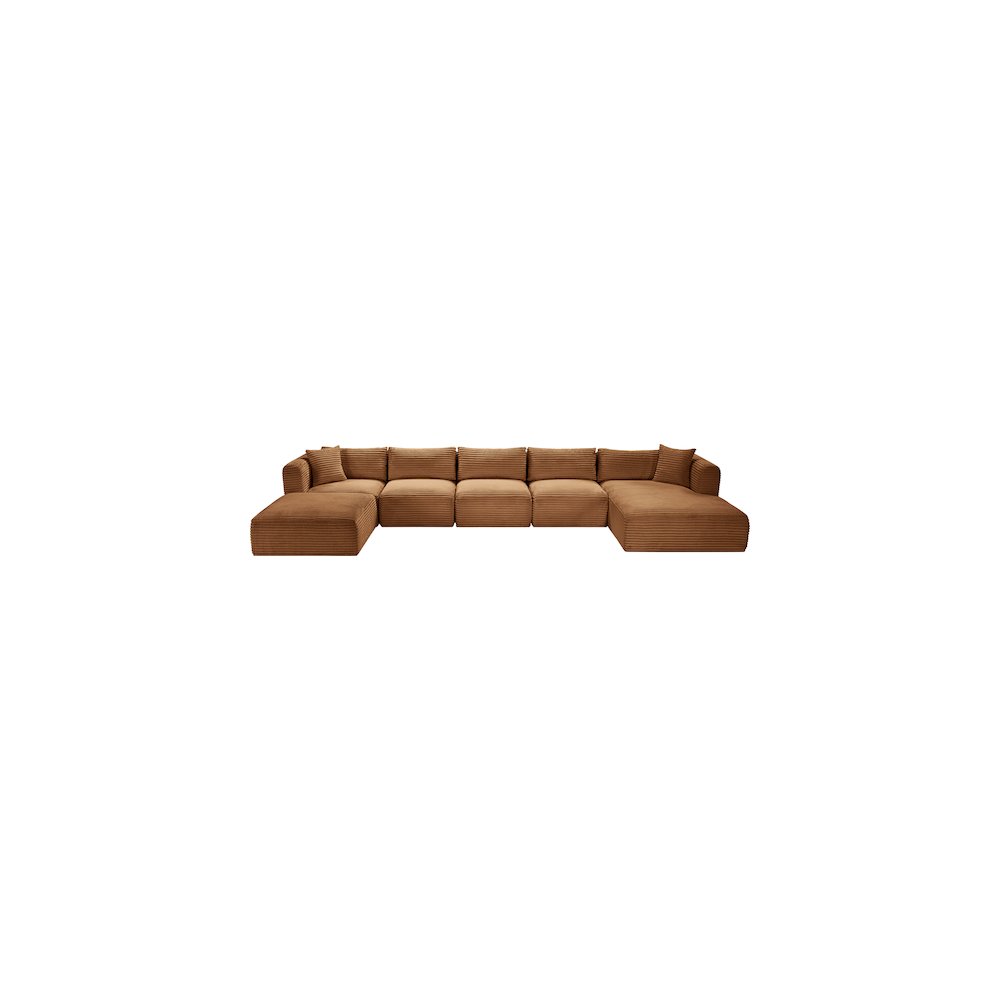 Shaggy Saddle Corduroy Performance Fabric Modular Sectional