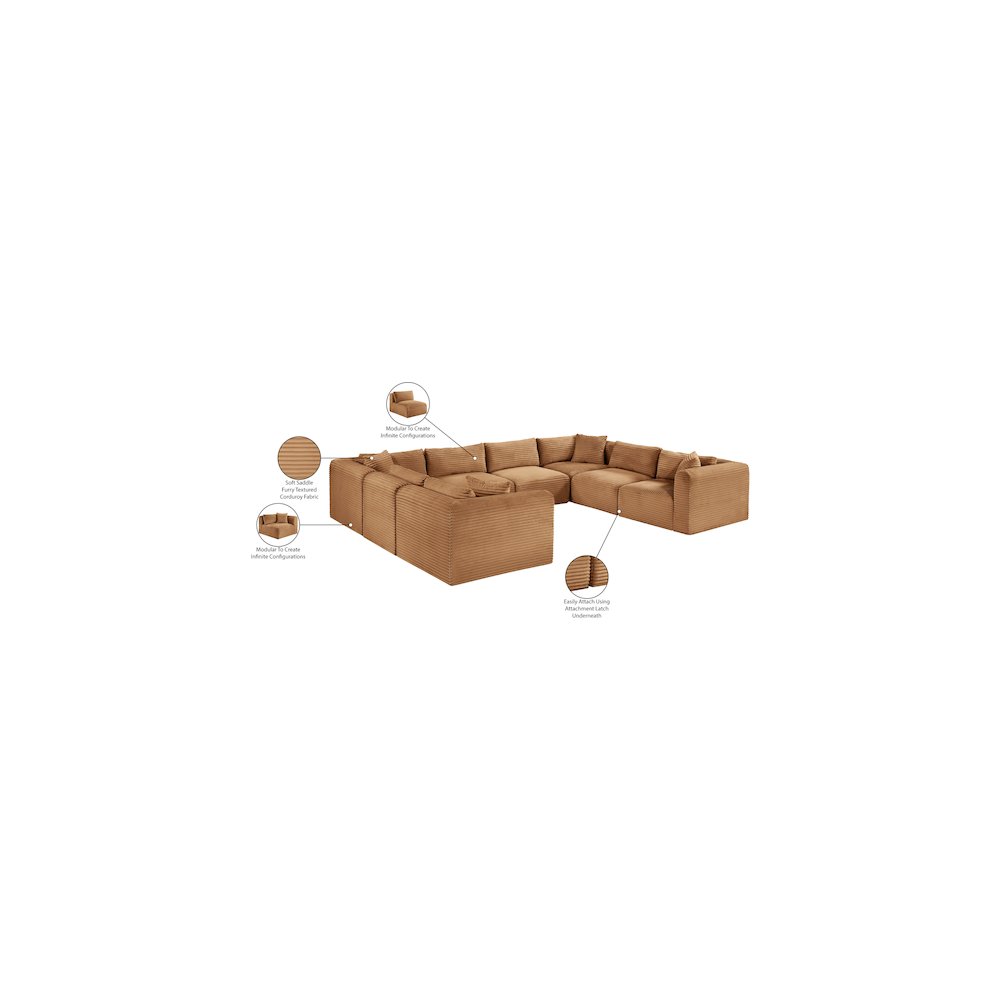 Shaggy Saddle Corduroy Performance Fabric Modular Sectional