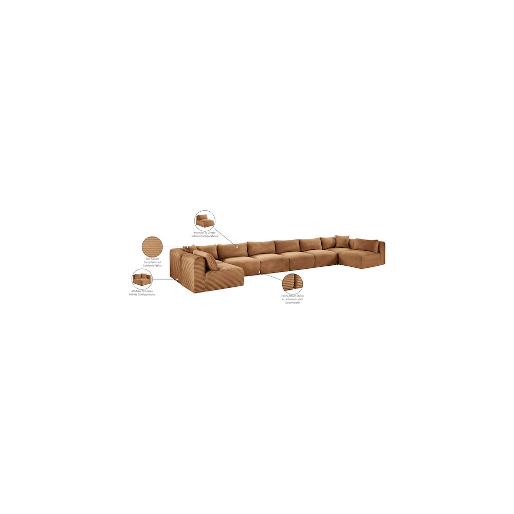 Shaggy Saddle Corduroy Performance Fabric Modular Sectional