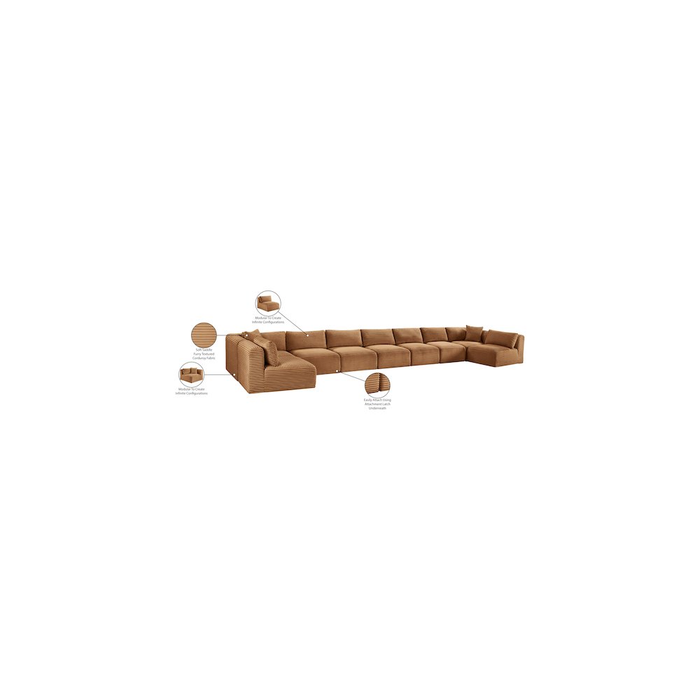 Shaggy Saddle Corduroy Performance Fabric Modular Sectional