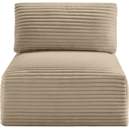 Shaggy Taupe Corduroy Performance Fabric Armless Chair