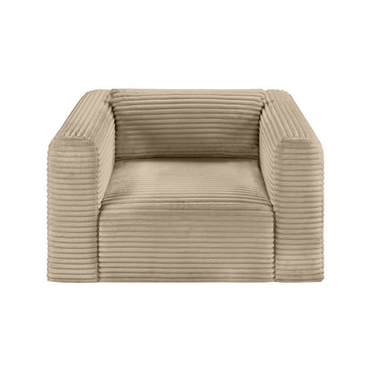Shaggy Taupe Corduroy Performance Fabric Arm Chair