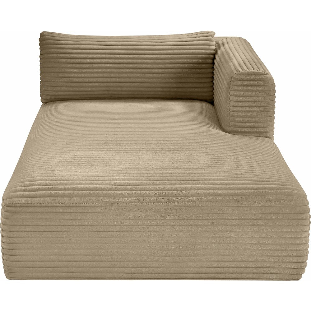 Shaggy Taupe Corduroy Performance Fabric Chaise